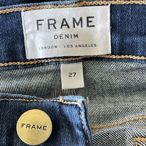 FRAME SZ 27 Jeans Le Skinny de Jeanne Mid-Rise Stretch 5-Pocket Snap Hems Martha - Picture 8 of 11